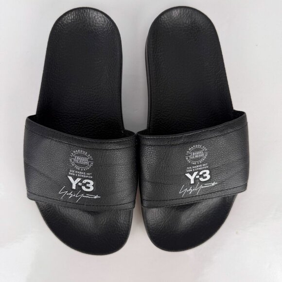 ADIDAS Adilette Y-3 Yohji Yamamoto Leather Black Slide Sandals 22.5cm Size 4 - Picture 3 of 9